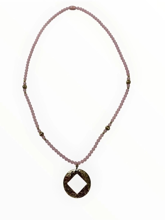 Jewelry - Long Beaded Pendant Necklace in Pink & Gold Like New